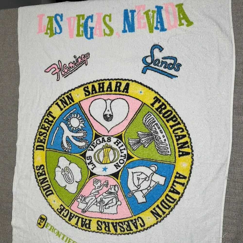 Vintage Las Vegas Logo Swimming Pool Beach Towel Nevada Bath Towel Hotel Casino